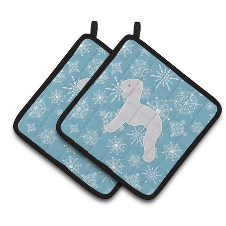 Carolines Treasures Winter Snowflake Bedlington Terrier Pair of Pot Holders BB3494PTHD